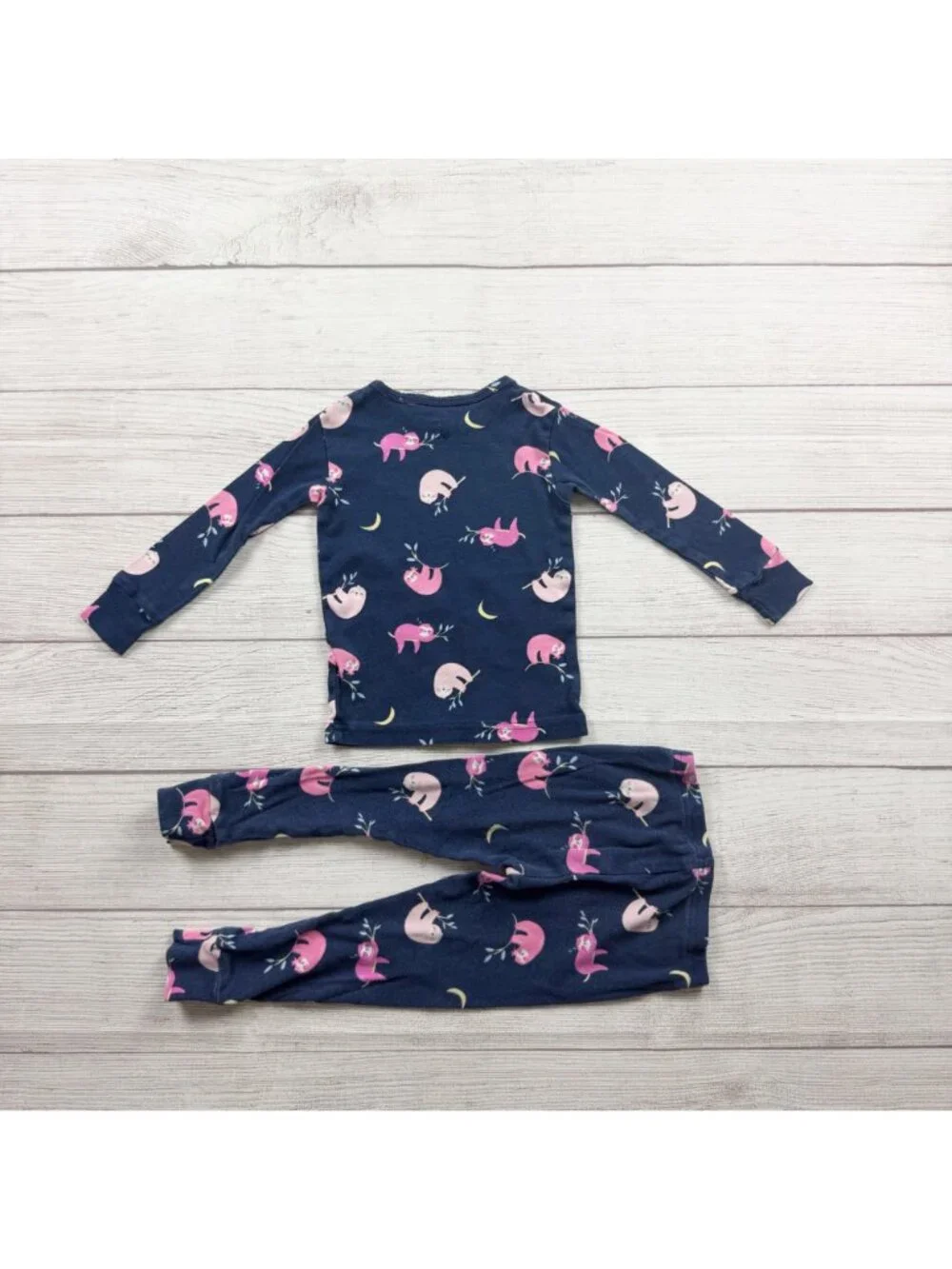 Carter's Navy Sloth Print Long Sleeve Pajama Set 2T